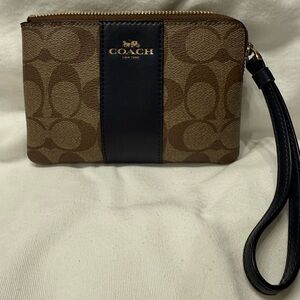 Coach Brown and Navy Wristlet
